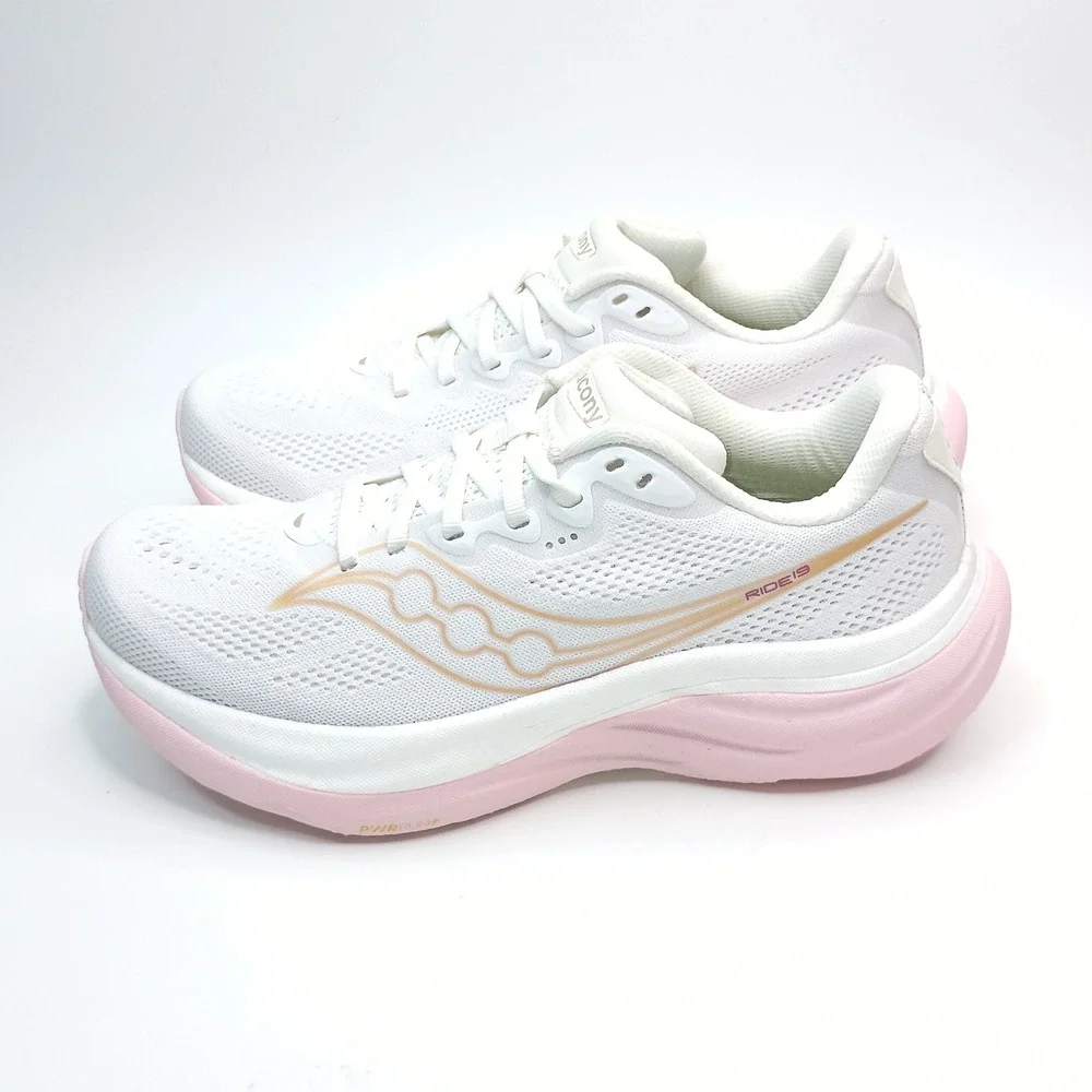 Saucony Ride 15 Running Shoes Women Size 8 White Pink Mesh S11055-151